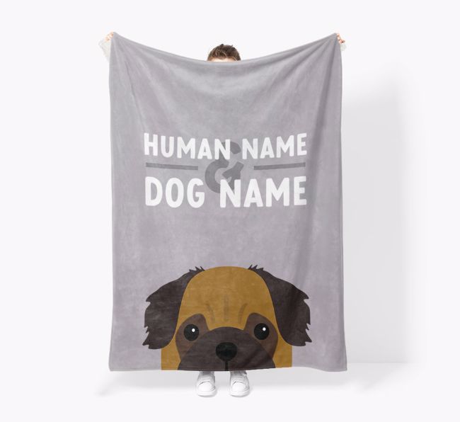 Human & Dog Name: Personalised {breedFullName} Premium Sherpa Fleece Blanket